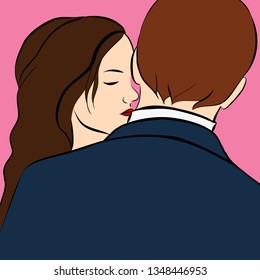 beautiful drawn couple in love 