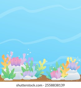 beautiful and dreamy various reef under the ocean theme background, vector illustration