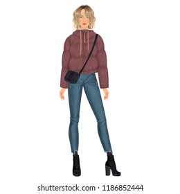 Beautiful dress up female paper doll, ready for cut out and play. Vector illustration.