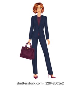 Beautiful dress up female paper doll, ready for cut out and play. Office style clothes theme. Vector illustration.