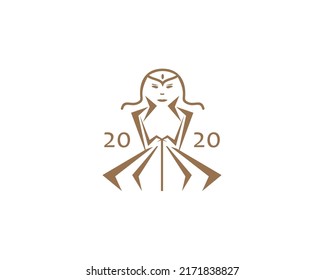 Beautiful dress girl graphic design illustration
