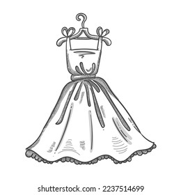 Beautiful dress hand drawn vector illustration, sketch style