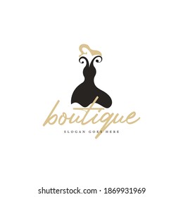 Beautiful Dress Logo For Boutique Logo Vector.