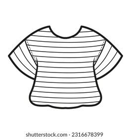 Beautiful dress outline for coloring page on a white background 