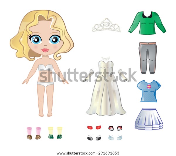 Beautiful Dress Paper Doll Body Template Stock Vector (Royalty Free ...