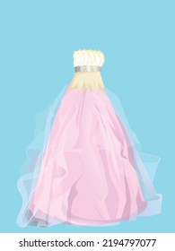 beautiful dress for  party. pink dress vector.