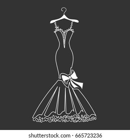 Beautiful dress silhouette. Vector illustration.