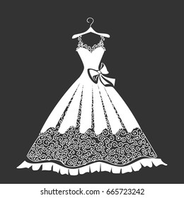 Beautiful Dress Silhouette Vector Illustration Stock Vector (Royalty ...