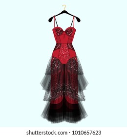 Beautiful dress for special event. Vector Fashion illustration