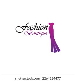 Beautiful dress woman logo simple creative for boutique fashion shop logo vector