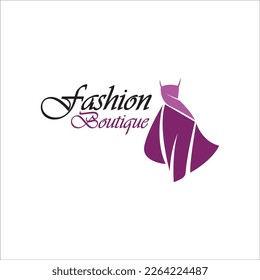 Beautiful dress woman logo simple creative for boutique fashion shop logo vector