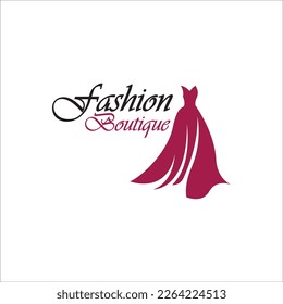 Beautiful dress woman logo simple creative for boutique fashion shop logo vector