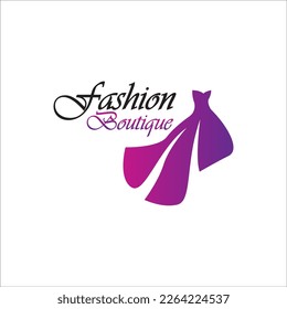 Beautiful dress woman logo simple creative for boutique fashion shop logo vector