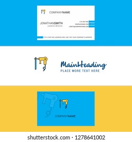 Beautiful Drill machine  Logo and business card. vertical Design Vector