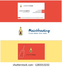 Beautiful Drink bottle  Logo and business card. vertical Design Vector