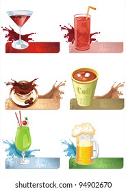 Beautiful Drinks banners with Place for your text. Vector happy Illustration.