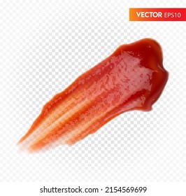 Beautiful drop of ketchup on a transparent background. Vector illustration.