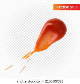 Beautiful drop of ketchup. Vector illustration on a transparent background.