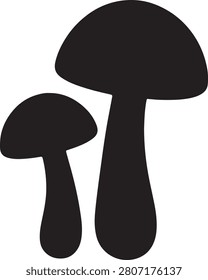 Beautiful dual mushroom silhouette vector from an enchanted woods setting, ideal for storybook illustrations.