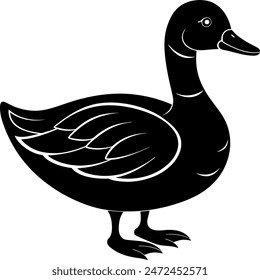        Beautiful duck silhouette vector illustration.
