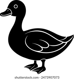        Beautiful duck silhouette vector illustration.
