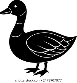        Beautiful duck silhouette vector illustration.
