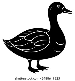        Beautiful duck silhouette vector illustration.
