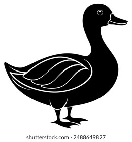        Beautiful duck silhouette vector illustration.
