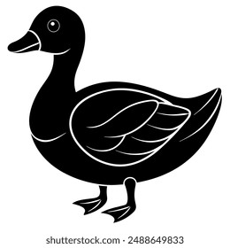        Beautiful duck silhouette vector illustration.
