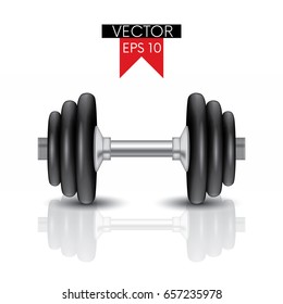 Beautiful dumbbell on a white background. Vector illustration. Sports equipment. Fitness and bodybuilding.
