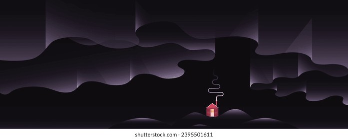 Beautiful dusky northern lights over American landscape