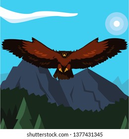 beautiful eagle flying in the landscape majestic bird
