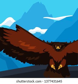 beautiful eagle flying in the snowscape majestic bird