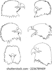 Beautiful eagle head birds line art. This is an editable vector eps file. 