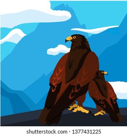 beautiful eagles majestic birds in the landscape