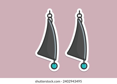 Beautiful earrings jewelry for women sticker design vector illustration. Beauty fashion objects icon concept. Trendy flat silver earrings jewelry sticker design icon logo.