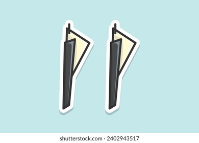 Beautiful earrings jewelry for women sticker design vector illustration. Beauty fashion objects icon concept. Trendy flat silver earrings jewelry sticker design logo icon.