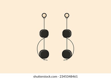 Beautiful earrings jewelry for women vector illustration. Beauty fashion objects icon concept. Trendy flat silver earrings jewelry vector design.