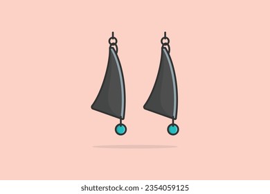 Beautiful earrings jewelry for women vector illustration. Beauty fashion objects icon concept. Trendy flat silver earrings jewelry vector design.