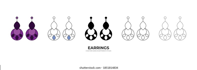 beautiful earrings vector type icon