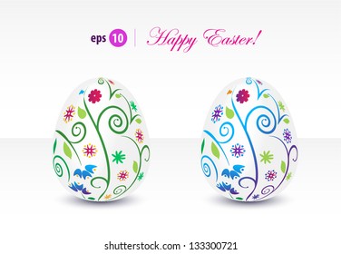 Beautiful Easter Background  with colorful Easter eggs. Vector Illustrator.