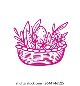 Beautiful Easter Basket adorned with vibrant Flowers and a decorative Egg inside it