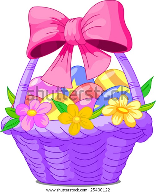 Beautiful Easter Basket Eggs Stock Vector Royalty Free 25400122