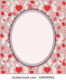 Beautiful easter card with bunny and eggs. Vector background
