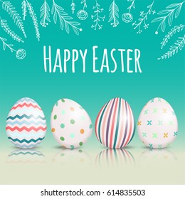 Beautiful easter card with colored easter eggs