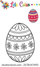Beautiful Easter egg coloring page with a detailed mandala floral design, perfect for kids and adults.	