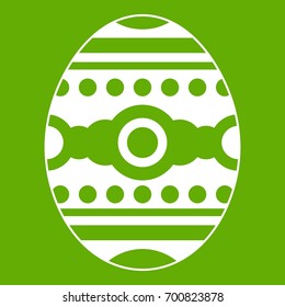 Beautiful easter egg icon white isolated on green background. Vector illustration