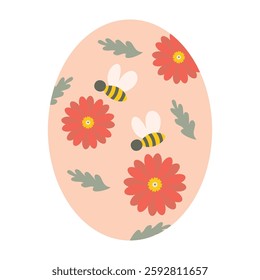 Beautiful Easter Egg Illustrations with Flowers, Bees, and Bows