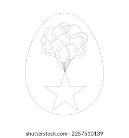 A beautiful Easter egg is outlined with balloons and stars.