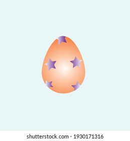 a beautiful Easter egg with star patterns is isolated on a light blue background